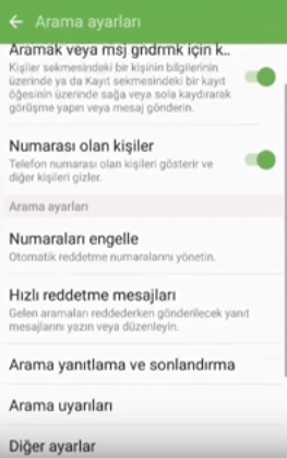 Samsung A5 numara engelleme