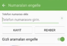 Samsung A5 numara engelleme