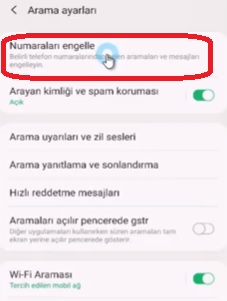 Samsung j7 numara engelleme