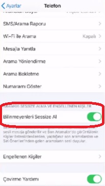 iPhone 8 gizli numara engelleme