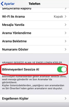 iPhone arayan numara yok engelleme