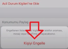 iPhone kişi engelleme