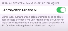 bilinmeyenleri sessize al