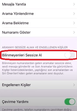 iPhone kayıtlı olmayan numaralar meşgule düşüyor