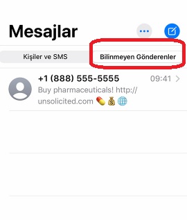 iPhone telefonlarda numarasız mesajları engelleme