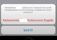 Telegram kişi engelleme