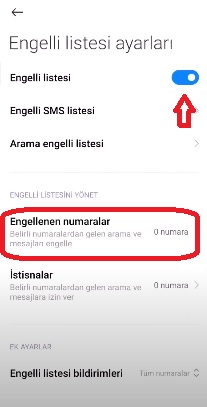 Xiaomi poco numara engelleme