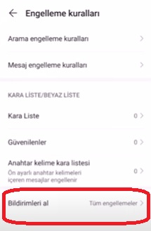 Huawei Kara Liste mesajları görme