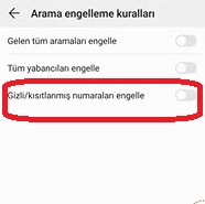 Huawei gizli numara engelleme