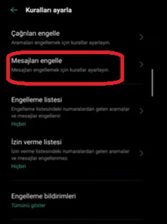 Oppo mesaj engelleme