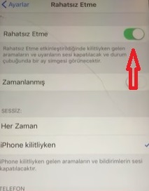 iPhone sessize alınan arama açma