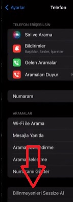 iPhone sessize alınan arama açma