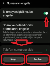 Samsung Galaxy m 11 numara ve mesaj engelleme