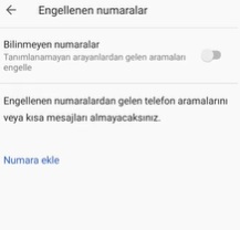 Xiaomi bilinmeyen numara engelleme