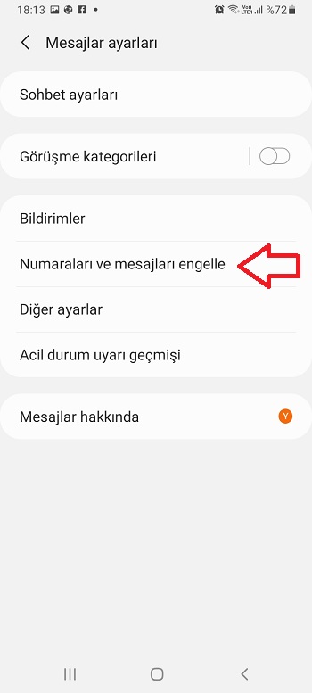 Samsung telefonlarda Ak Parti SMS üyeliği iptali