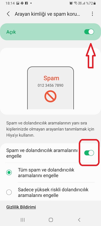 Samsung telefonlarda Ak Parti SMS üyeliği iptali